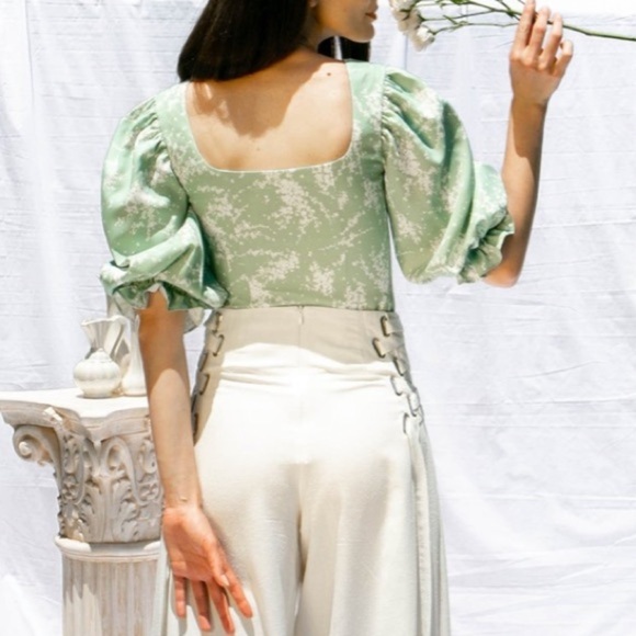 Jill Renee Springfield Pastel Green Floral Corset Top sz Small - Picture 6 of 6